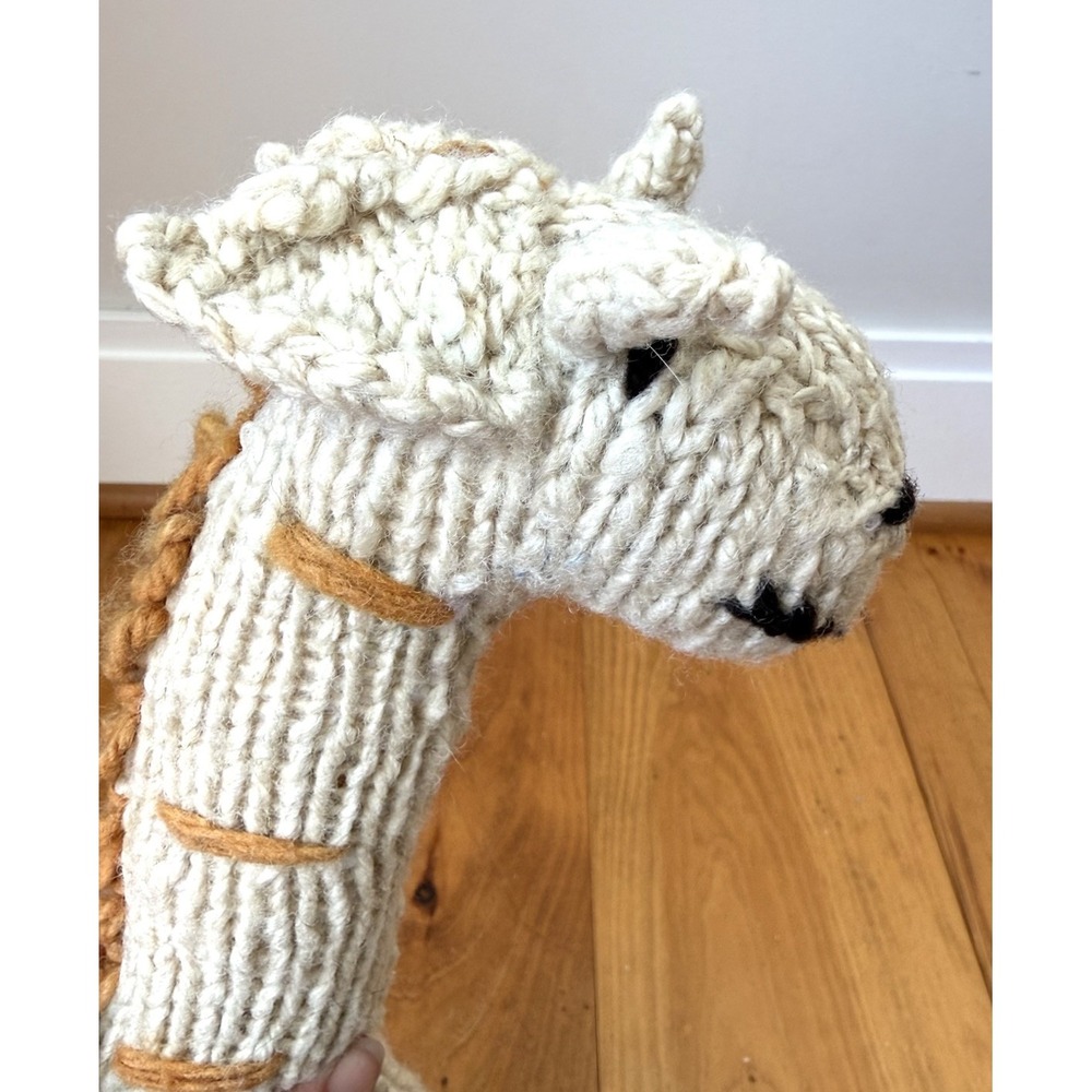 Artisan Safari Giraffe Plush Hand Knit Homespun Wool Rustic Nursery Decor - Picture 9 of 15